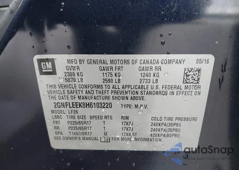 2017 Chevrolet Equinox Ls from USA, damaged, VIN 2GNFLEEK8H6103220